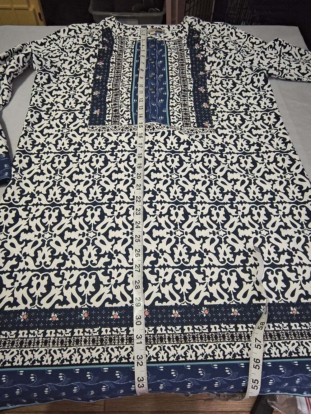 Ann Taylor Loft Long Sleeve Shift Dress Medium Shirt Tunic Blue - Picture 9 of 11
